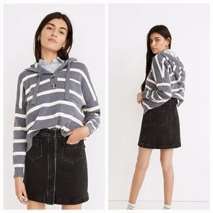 Nwot Madewell Women Size 30 (10) High Waist Button Front Mini Skirt BLK